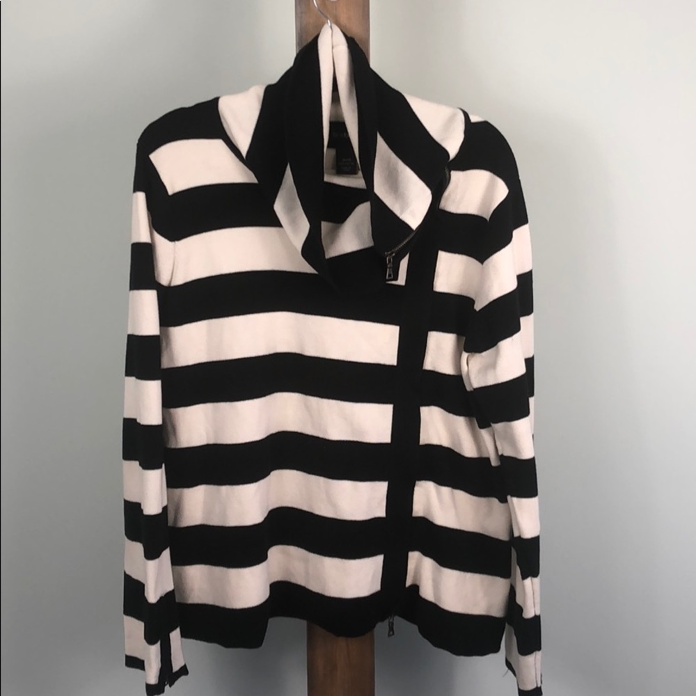 Lane Bryant striped zipped High collar cardigan
